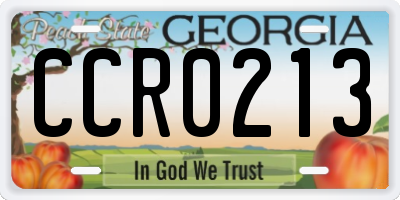 GA license plate CCR0213