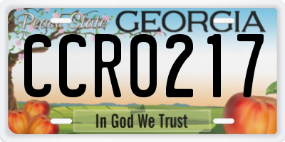 GA license plate CCR0217