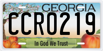 GA license plate CCR0219