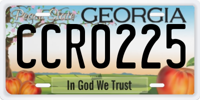 GA license plate CCR0225
