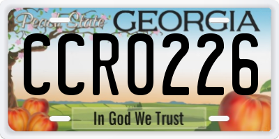 GA license plate CCR0226