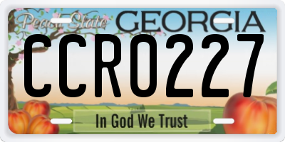 GA license plate CCR0227