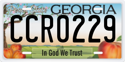 GA license plate CCR0229