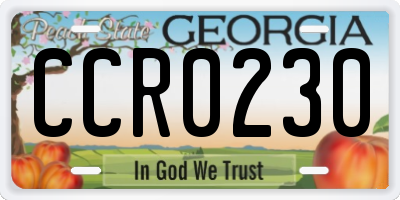 GA license plate CCR0230