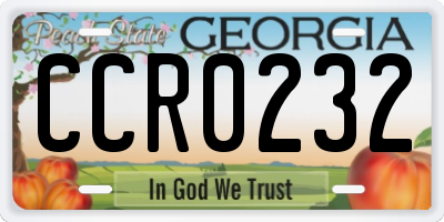 GA license plate CCR0232