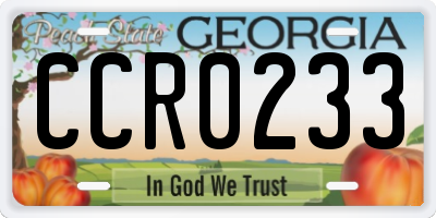 GA license plate CCR0233