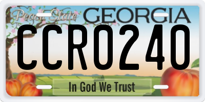 GA license plate CCR0240