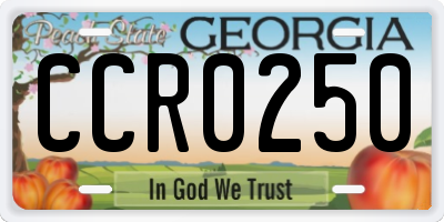 GA license plate CCR0250
