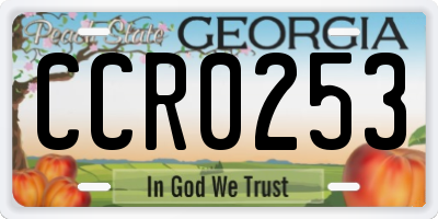 GA license plate CCR0253