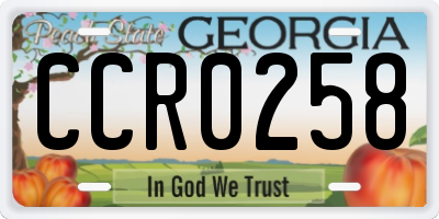GA license plate CCR0258