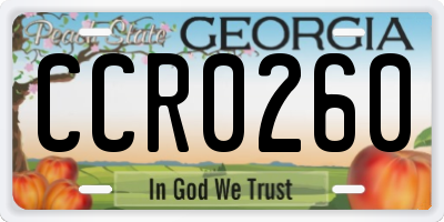 GA license plate CCR0260