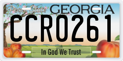 GA license plate CCR0261