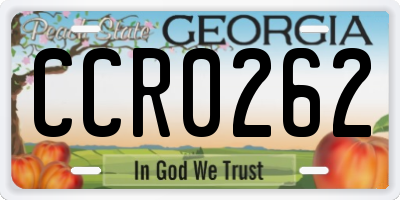 GA license plate CCR0262
