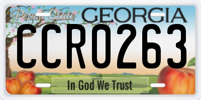 GA license plate CCR0263