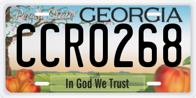 GA license plate CCR0268