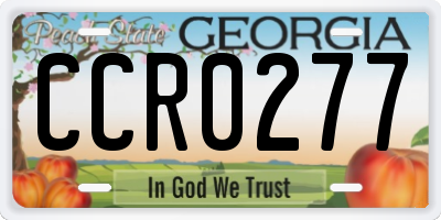 GA license plate CCR0277