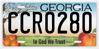 GA license plate CCR0280