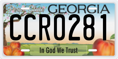GA license plate CCR0281
