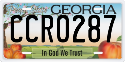 GA license plate CCR0287