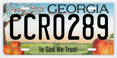 GA license plate CCR0289