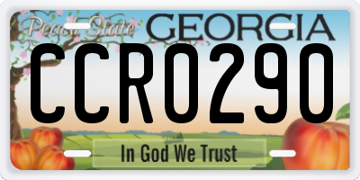 GA license plate CCR0290