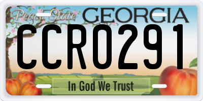 GA license plate CCR0291