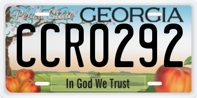 GA license plate CCR0292