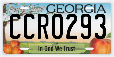 GA license plate CCR0293