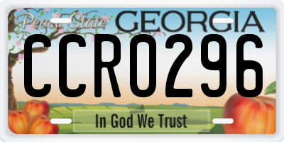 GA license plate CCR0296