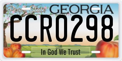 GA license plate CCR0298