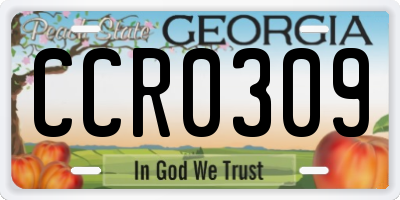 GA license plate CCR0309