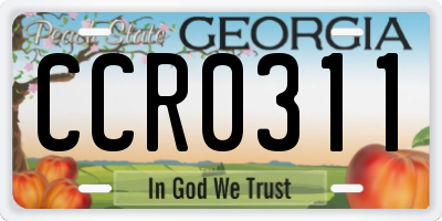 GA license plate CCR0311