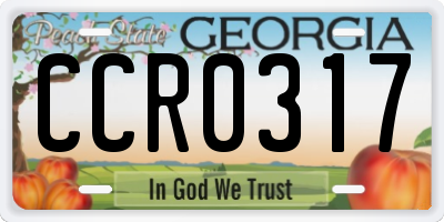 GA license plate CCR0317