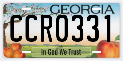 GA license plate CCR0331