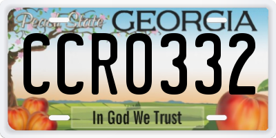 GA license plate CCR0332