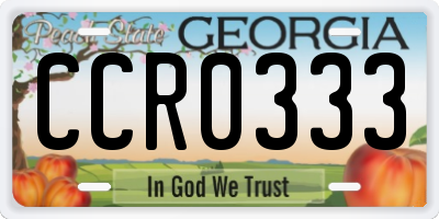 GA license plate CCR0333