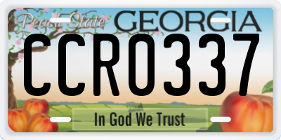 GA license plate CCR0337