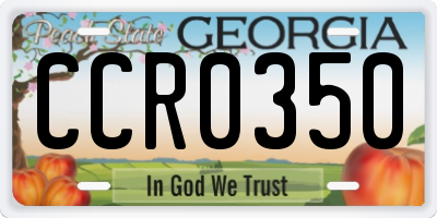 GA license plate CCR0350