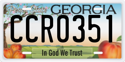 GA license plate CCR0351