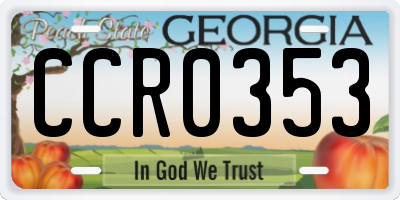GA license plate CCR0353