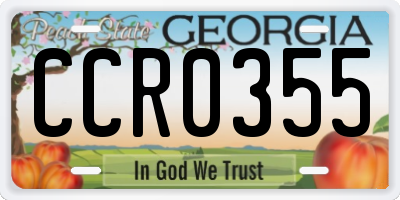 GA license plate CCR0355