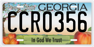 GA license plate CCR0356