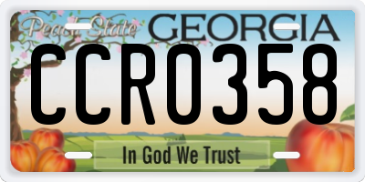 GA license plate CCR0358