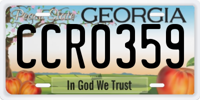 GA license plate CCR0359