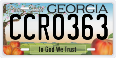 GA license plate CCR0363