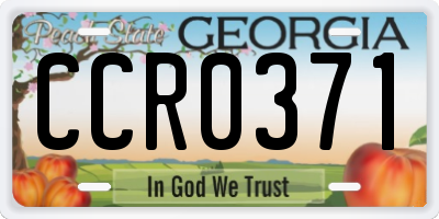 GA license plate CCR0371