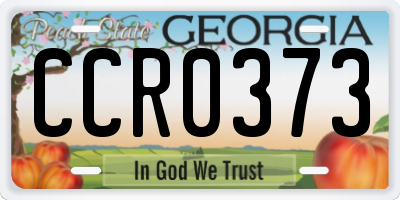 GA license plate CCR0373