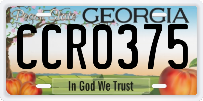 GA license plate CCR0375