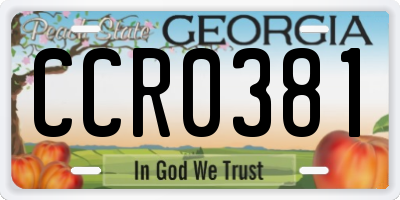 GA license plate CCR0381