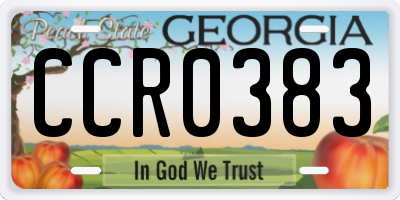GA license plate CCR0383